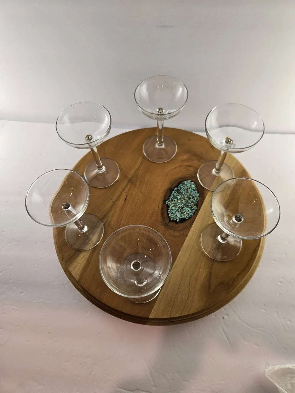 Vintage Blown Glass Coupe Glasses Thin Walled MCM Cocktail Stemware Set of 6